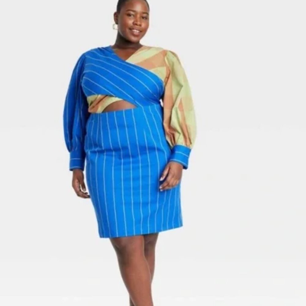 Target x Sammy B (BHM ) Women's A-Line Dress - Blue Gingham Checkered  - Size XX